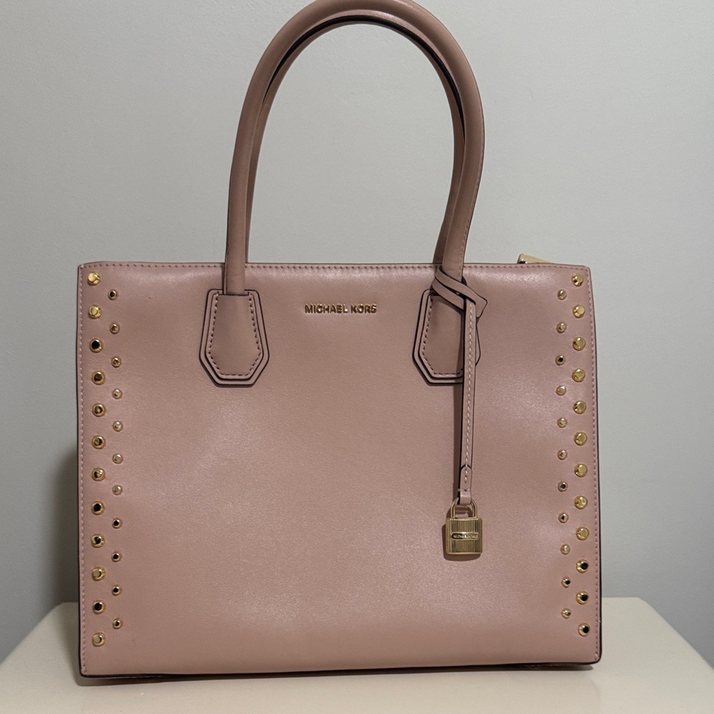 Michael Kors Blush Pink Tote with Gold Studs